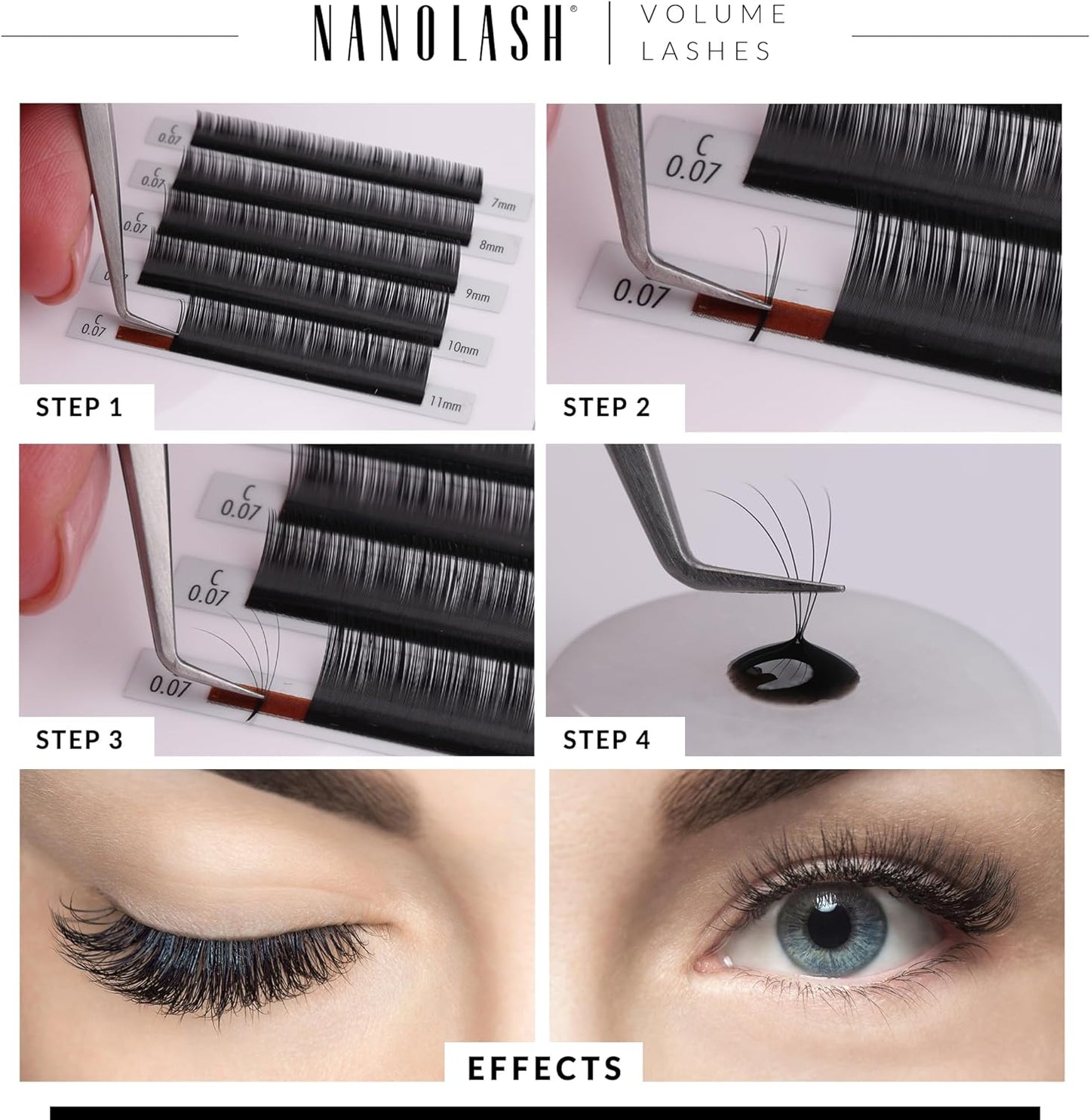 Nanolash Volume Lashes - false lashes for professional eyelash extensions, volume eyelash extensions (0.05 C, 11mm) Beauty Goddess ScentiMelti Wax Melts