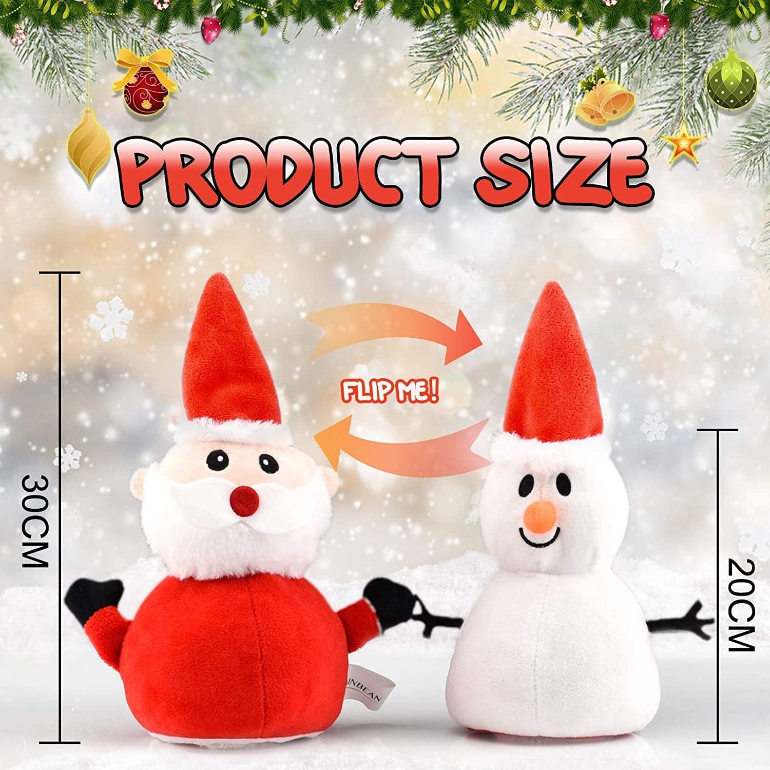 Santa Plush Snowman Plush Toy Reversible Christmas Santa Claus Double Side Stuffed Plushie Soft Doll New Year Birthday Gift for Kids Amazon Platform Banned - ScentiMelti Home Fragrance, Beauty & Gifts UK