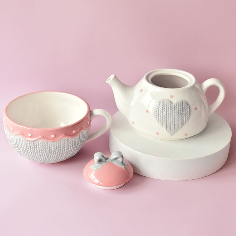 Cute American Style Teapot Coffee Cup Pot Ceramic Kettle Flower Tea Set - ScentiMelti  Cute American Style Teapot Coffee Cup Pot Ceramic Kettle Flower Tea Set