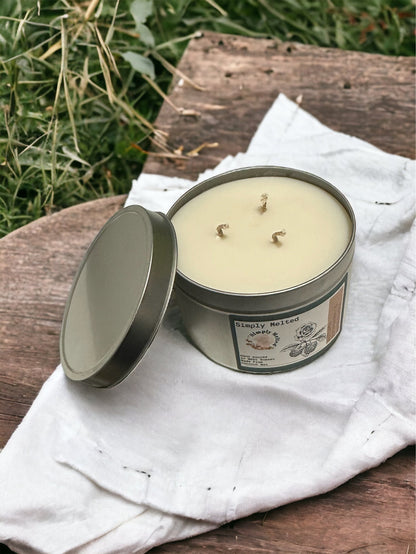 Autumn Raspberry And Amber Rose Three Wick Tin Candle - ScentiMelti Home Fragrance, Beauty & Gifts UK