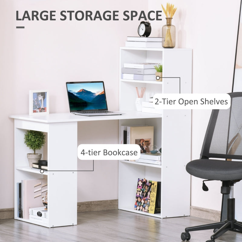 120cm Modern Computer Desk Bookshelf Study Table Workstation PC Laptop Writing Home Office 6 Shelves White - ScentiMelti Home Fragrance, Beauty & Gifts UK