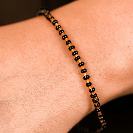 Adjustable Black Golden Beads Indian New Born Kids Nazaria Daily Bracelet - ScentiMelti Home Fragrance, Beauty & Gifts UK