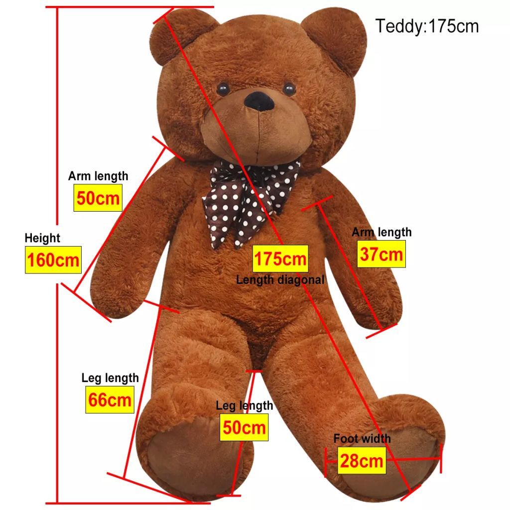 XXL Giant Soft Plush Teddy Bear Toy Brown 160 cm