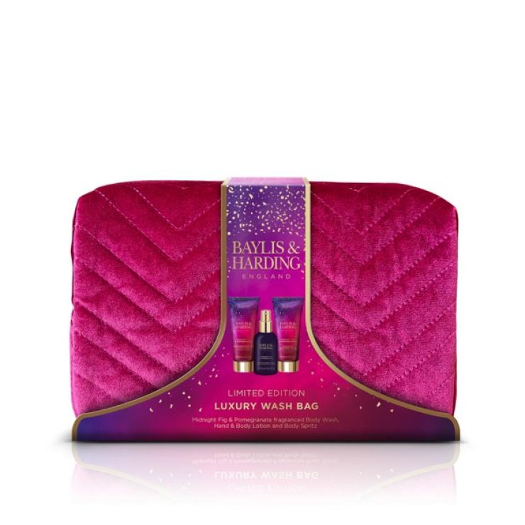 Baylis & Harding Midnight Fig & Pomegranate Deluxe Wash Bag Gift Set - Vegan Friendly - ScentiMelti Home Fragrance, Beauty & Gifts UK