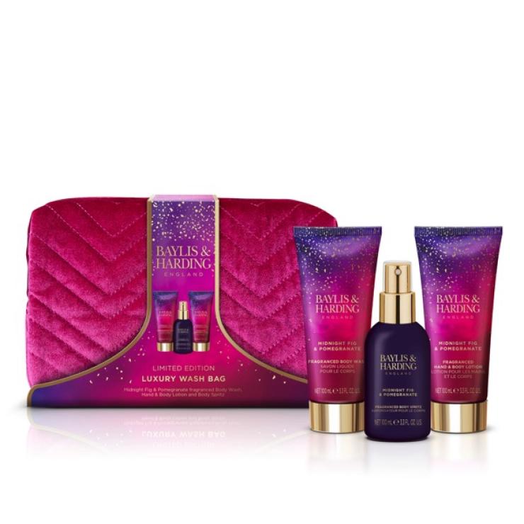 Baylis & Harding Midnight Fig & Pomegranate Deluxe Wash Bag Gift Set - Vegan Friendly - ScentiMelti Home Fragrance, Beauty & Gifts UK