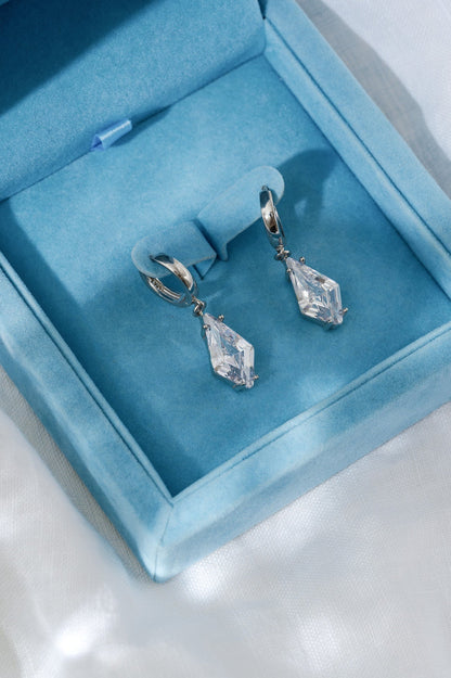 Shine Bright Rhombus Drop Earrings: Silver