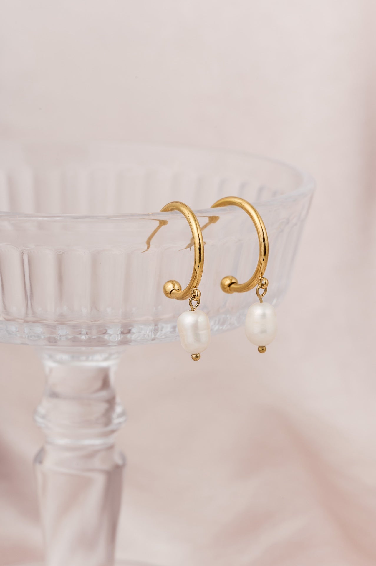 Slim Gold Pearl Hoops - ScentiMelti Home Fragrance, Beauty & Gifts UK