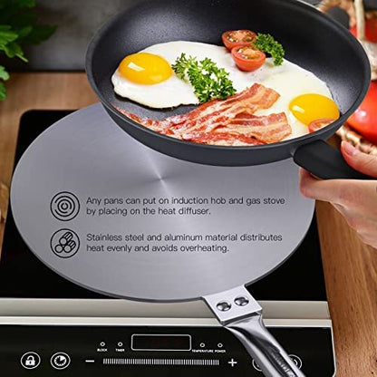 Heat Diffuser Simmer Ring Plate, Stainless Steel With Stainless Handle, Induction Adapter Plate For Gas Stove Glass Cooktop Converter, Flame Guard Induction Hob Pans, 7.5Inch & 8Inch & 9.25 Inch - ScentiMelti Home Fragrance, Beauty & Gifts UK