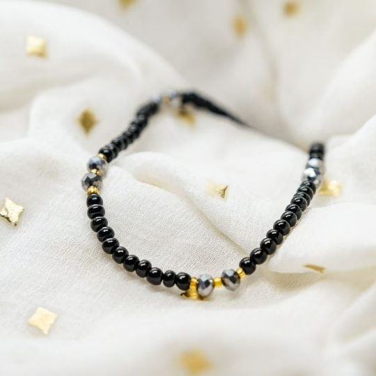 Black Golden Beads Indian Everyday Devil Eye Mangalsutra Nazaria Bracelet - ScentiMelti Home Fragrance, Beauty & Gifts UK