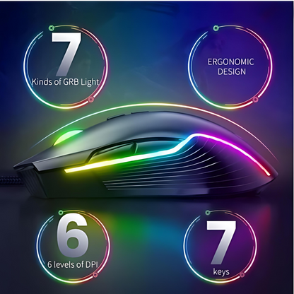 Adjustable 6400 DPI Wired LED Gaming Mouse with Breathing LED Colors Black - ScentiMelti Home Fragrance, Beauty & Gifts UK