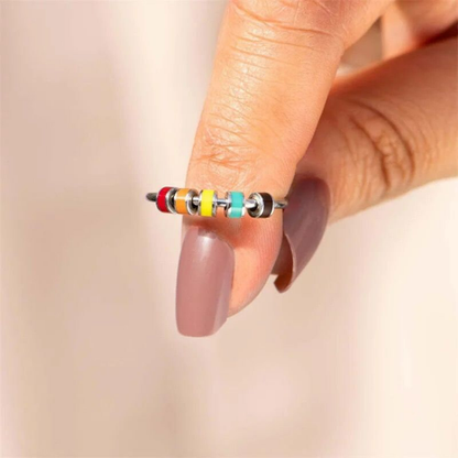 Colourful Enamel Beaded Rotatable Fidget Spinner Chain Ring The Colourful Aura ScentiMelti Wax Melts