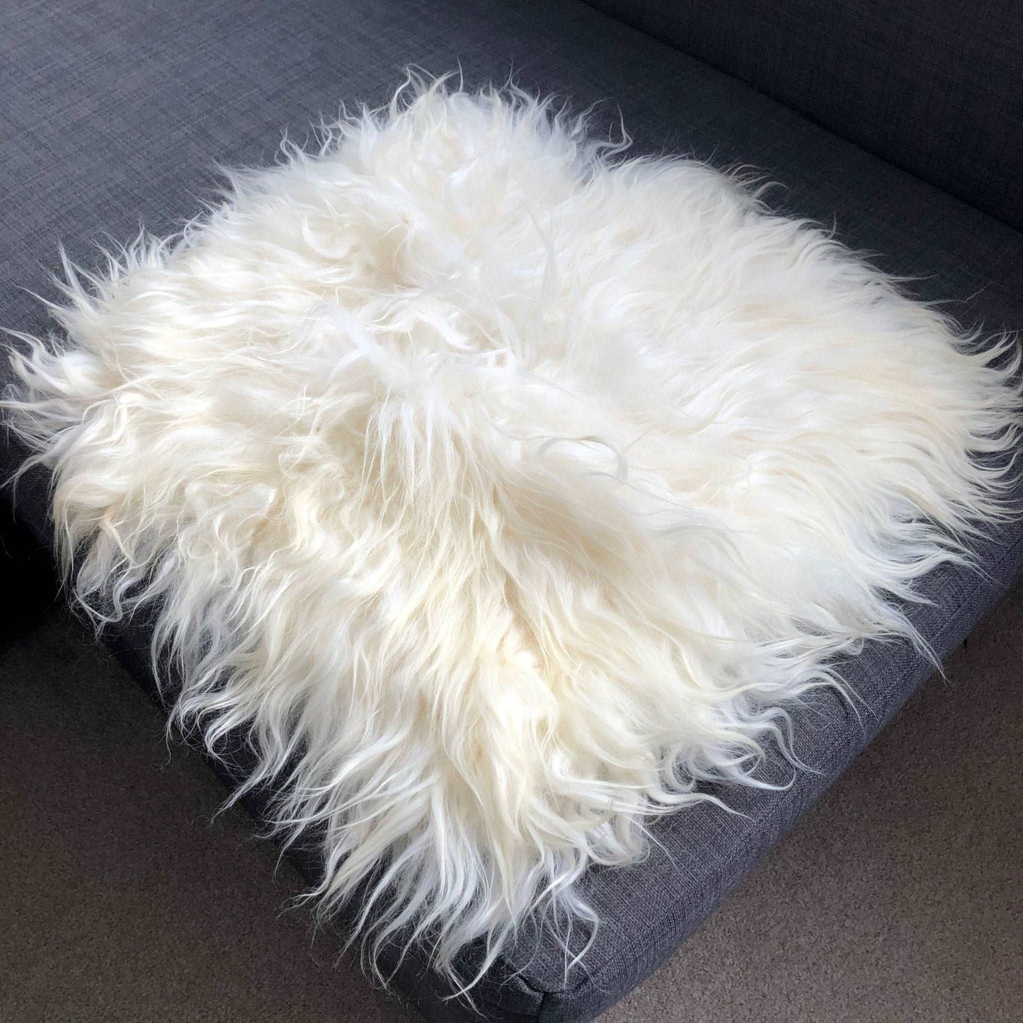 British Curly Sheepskin Seat Cover Ivory Cream White ::: Square 37cm - ScentiMelti Home Fragrance, Beauty & Gifts UK