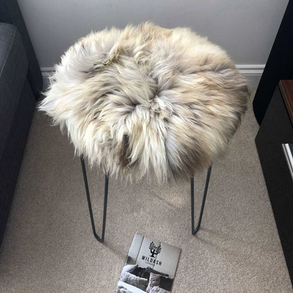 Rare Breed British Sheepskin Roundie Brindle Mix Natural ::: Seat Cover 35cm - ScentiMelti Home Fragrance, Beauty & Gifts UK