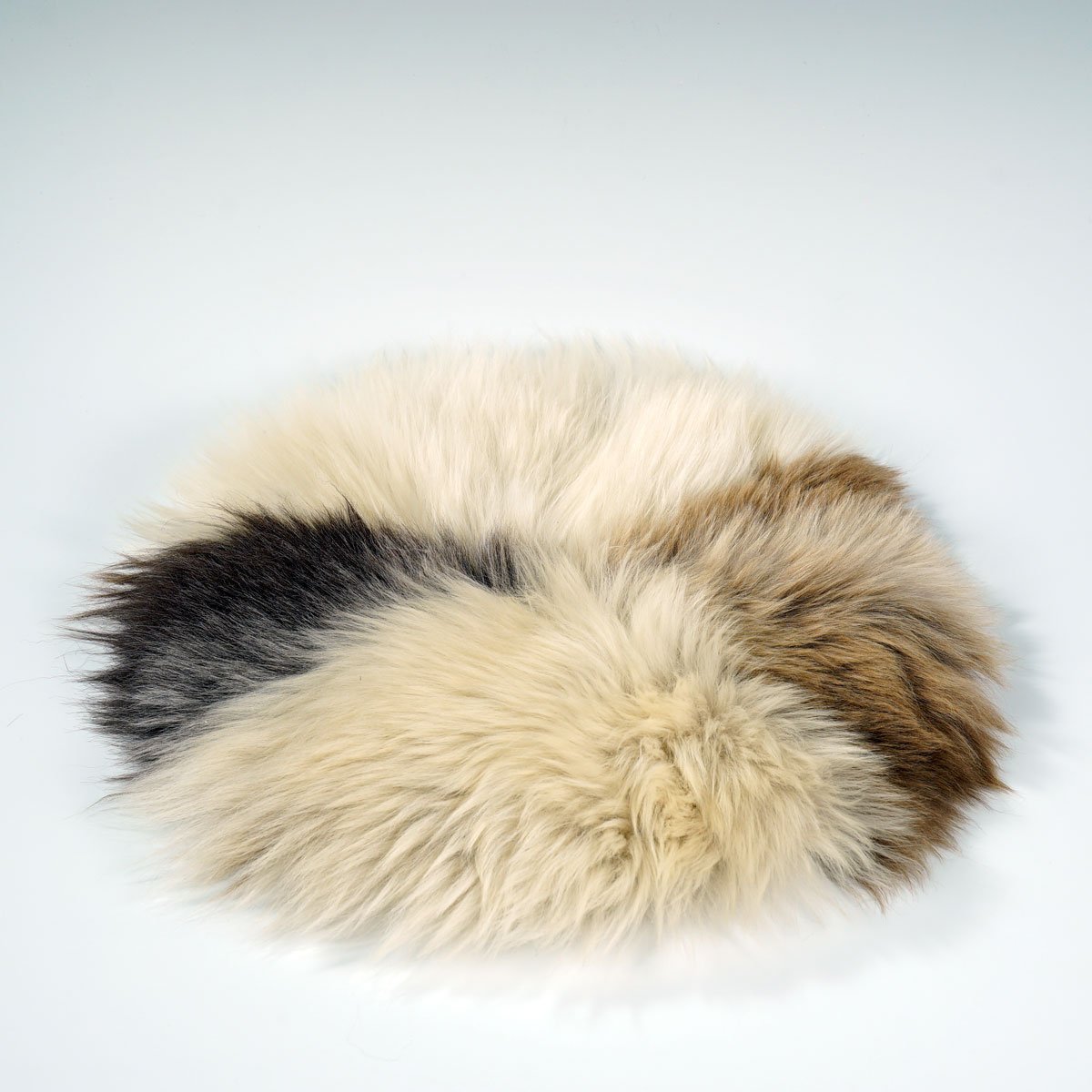 Rare Breed British Sheepskin Roundie Brindle Mix Natural ::: Seat Cover 35cm - ScentiMelti Home Fragrance, Beauty & Gifts UK