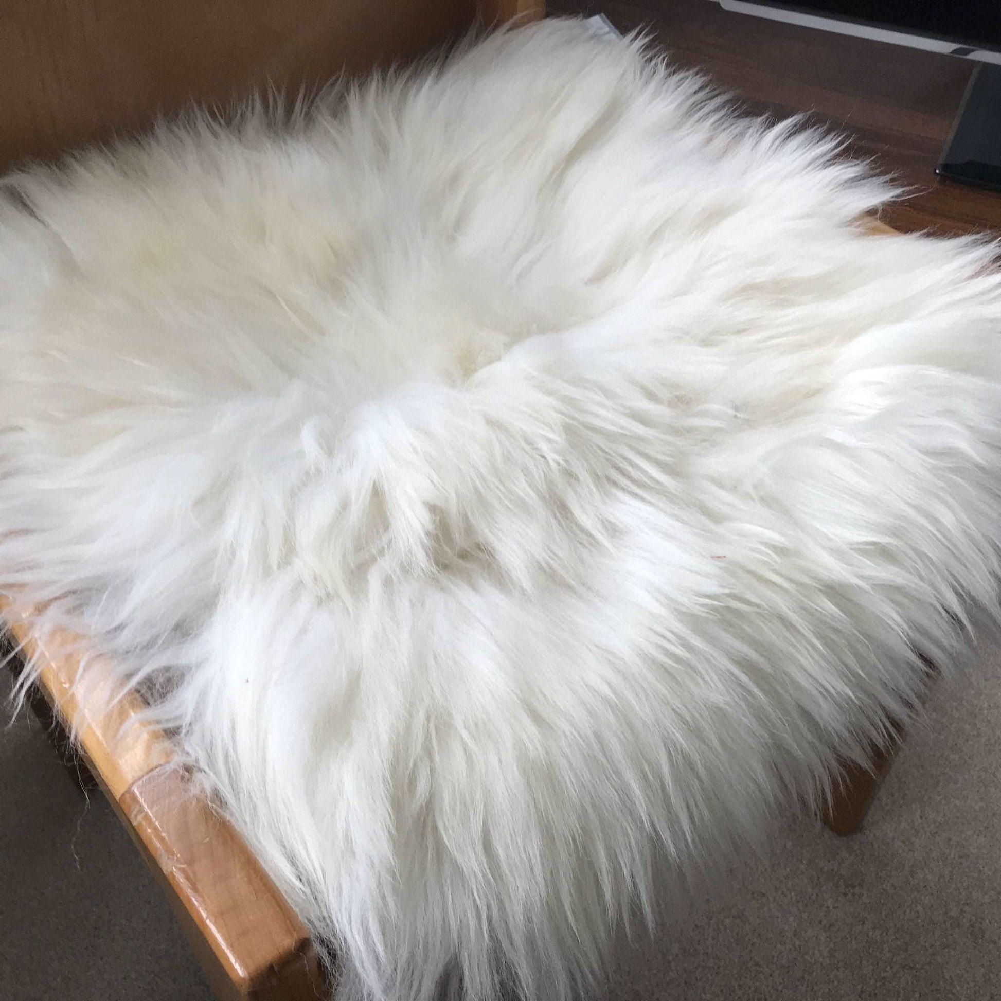 British Sheepskin Seat Cover Ivory Cream White ::: Square 37cm Wildash London ScentiMelti Wax Melts