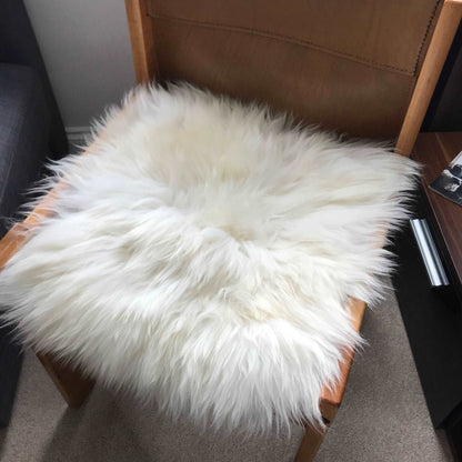 British Sheepskin Seat Cover Ivory Cream White ::: Square 37cm Wildash London ScentiMelti Wax Melts