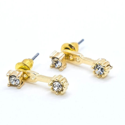 Gold Zircon Minimalist Line Back Ear Bar Drop Bar Everyday Stud Earrings The Colourful Aura ScentiMelti Wax Melts