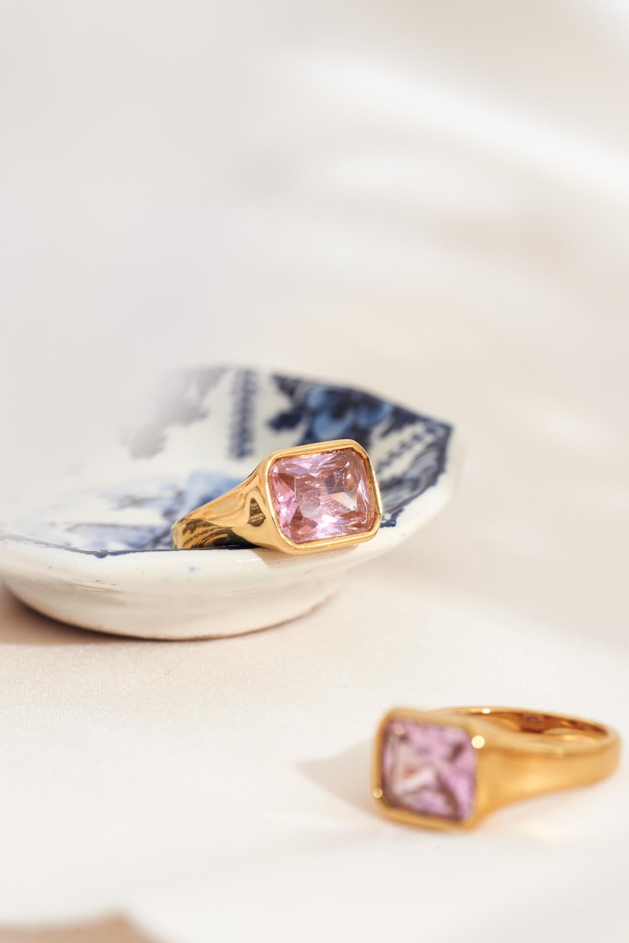 Square Gold Cocktail Ring: Pink - ScentiMelti Home Fragrance, Beauty & Gifts UK