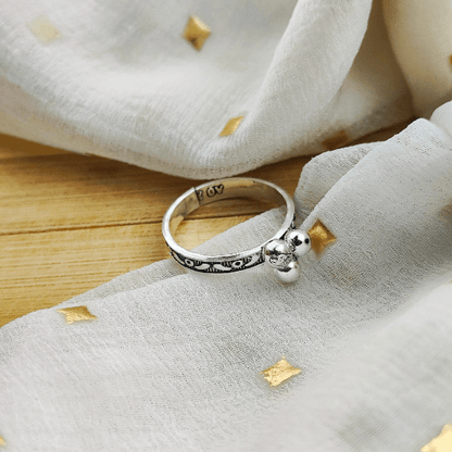 Adjustable Dainty Silver Three Ball Stacking Tribal Slim Ring - ScentiMelti Home Fragrance, Beauty & Gifts UK