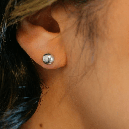 Pure Silver Solid Unisex Round Ball Minimalist Dainty Everyday Studs Earrings The Colourful Aura ScentiMelti Wax Melts