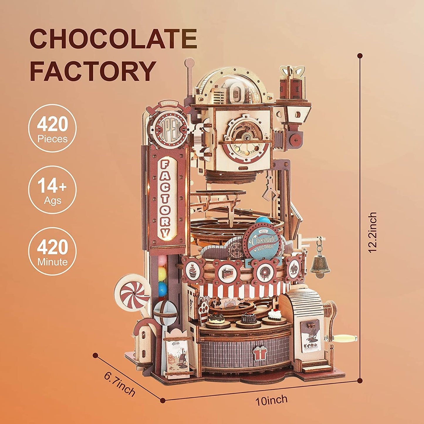 Robotime ROKR Marble Chocolate Factory 3D Wooden Puzzle Games Assembly Model Building Toys For Children Kids Birthday Gift - ScentiMelti Home Fragrance, Beauty & Gifts UK