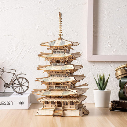 Robotime Five-storied Pagoda 3D Wooden Puzzle Toys For Children Kids Birthday Gift TGN02 - ScentiMelti Home Fragrance, Beauty & Gifts UK