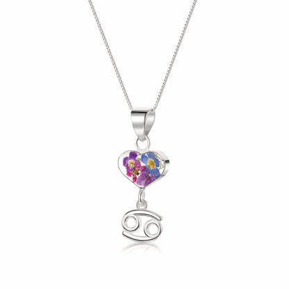 Cancer Zodiac charm Necklace - Sterling silver pendant handmade with real flowers.  More Options... - ScentiMelti Home Fragrance, Beauty & Gifts UK