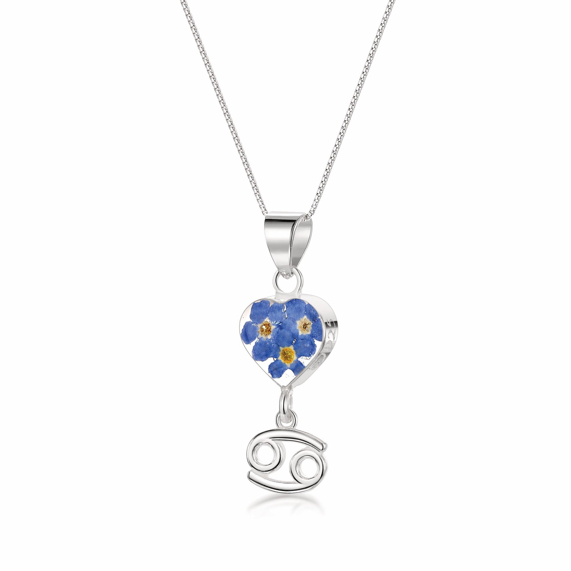 Cancer Zodiac charm Necklace - Sterling silver pendant handmade with real flowers.  More Options... - ScentiMelti Home Fragrance, Beauty & Gifts UK