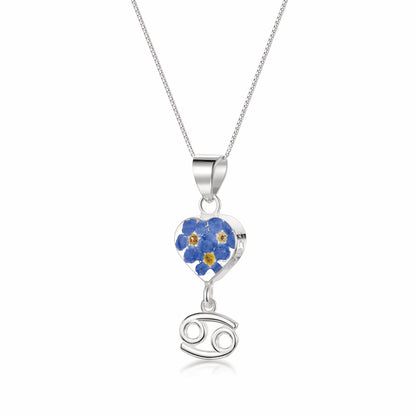 Cancer Zodiac charm Necklace - Sterling silver pendant handmade with real flowers.  More Options... - ScentiMelti Home Fragrance, Beauty & Gifts UK