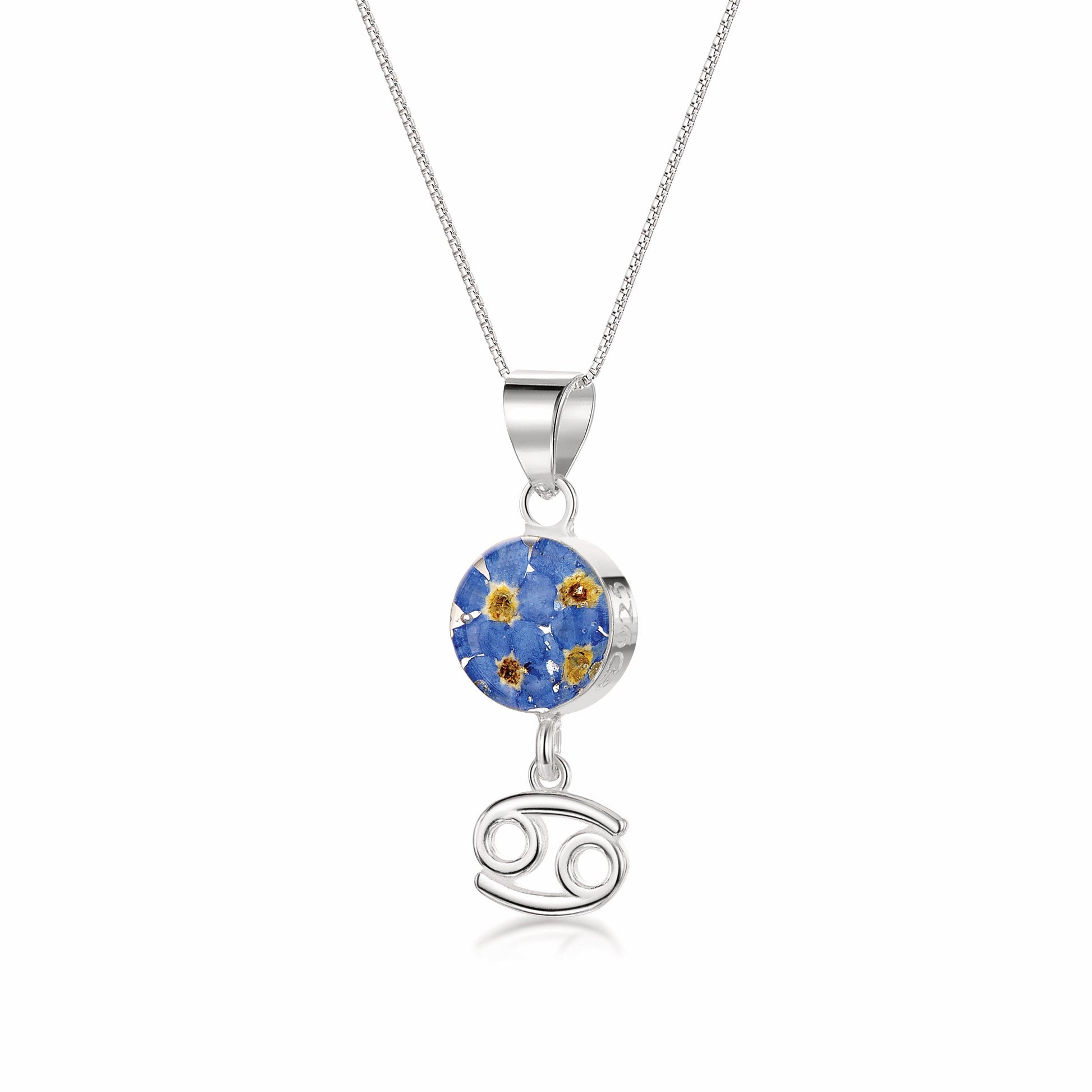 Cancer Zodiac charm Necklace - Sterling silver pendant handmade with real flowers.  More Options... - ScentiMelti Home Fragrance, Beauty & Gifts UK