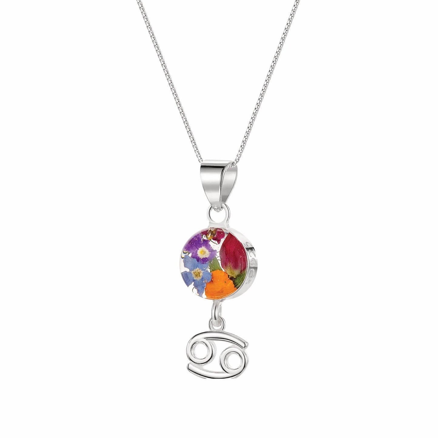 Cancer Zodiac charm Necklace - Sterling silver pendant handmade with real flowers.  More Options... - ScentiMelti Home Fragrance, Beauty & Gifts UK