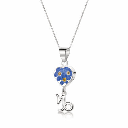 Capricorn Necklace - Sterling silver pendant with real flowers & a zodiac charm.   More Options... - ScentiMelti Home Fragrance, Beauty & Gifts UK