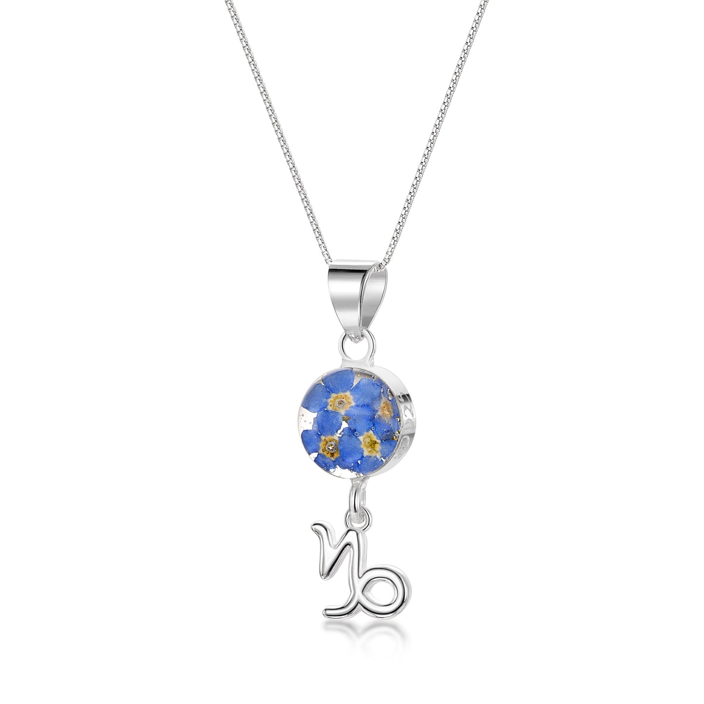 Capricorn Necklace - Sterling silver pendant with real flowers & a zodiac charm.   More Options... - ScentiMelti Home Fragrance, Beauty & Gifts UK