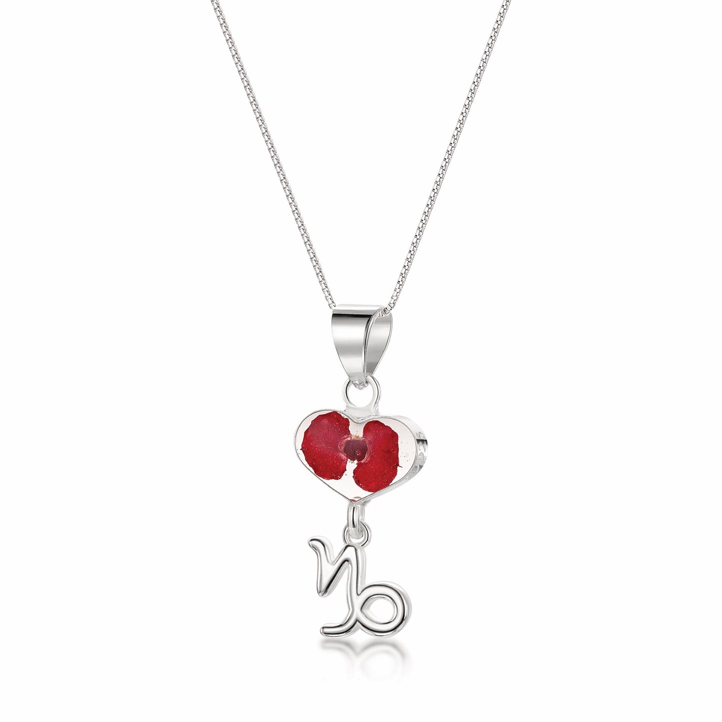 Capricorn Necklace - Sterling silver pendant with real flowers & a zodiac charm.   More Options... - ScentiMelti Home Fragrance, Beauty & Gifts UK