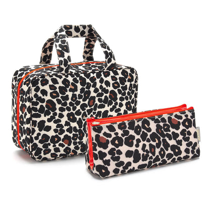 'Charlotte' Hanging Traveller Wash Bag in Leopard Tan - ScentiMelti Home Fragrance, Beauty & Gifts UK