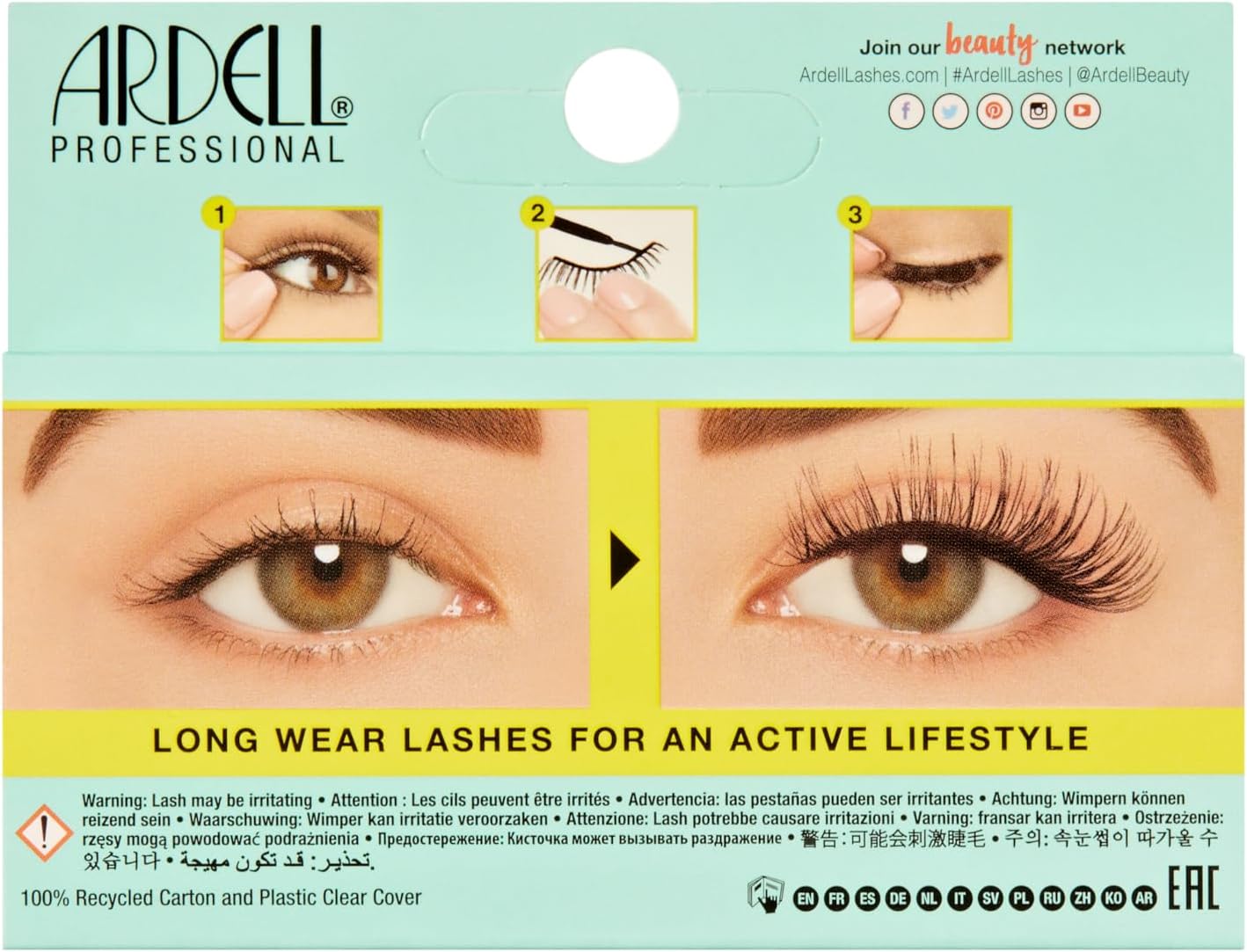 Ardell Active Lash Chin Up False Eyelashes, Water-resistant, Medium Volume and Length, Vegan Friendly, 1 Pair (Pack of 1) - ScentiMelti Home Fragrance, Beauty & Gifts UK