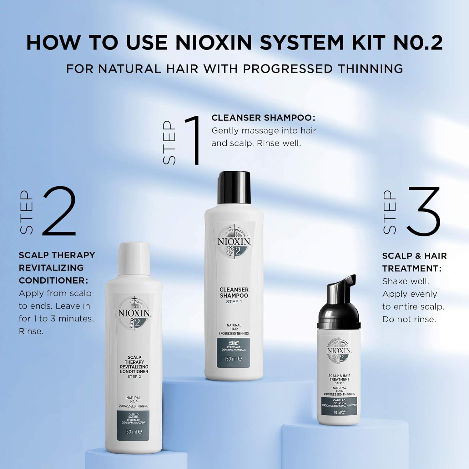 Nioxin 3-Part System | System 2 | Natural Hair with Progressed Thinning Hair Treatment | Scalp Therapy | Hair Thickening Treatment - ScentiMelti Home Fragrance, Beauty & Gifts UK