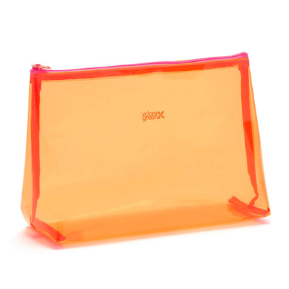 'Mia' Large Makeup Bag in Clear Orange - ScentiMelti Home Fragrance, Beauty & Gifts UK