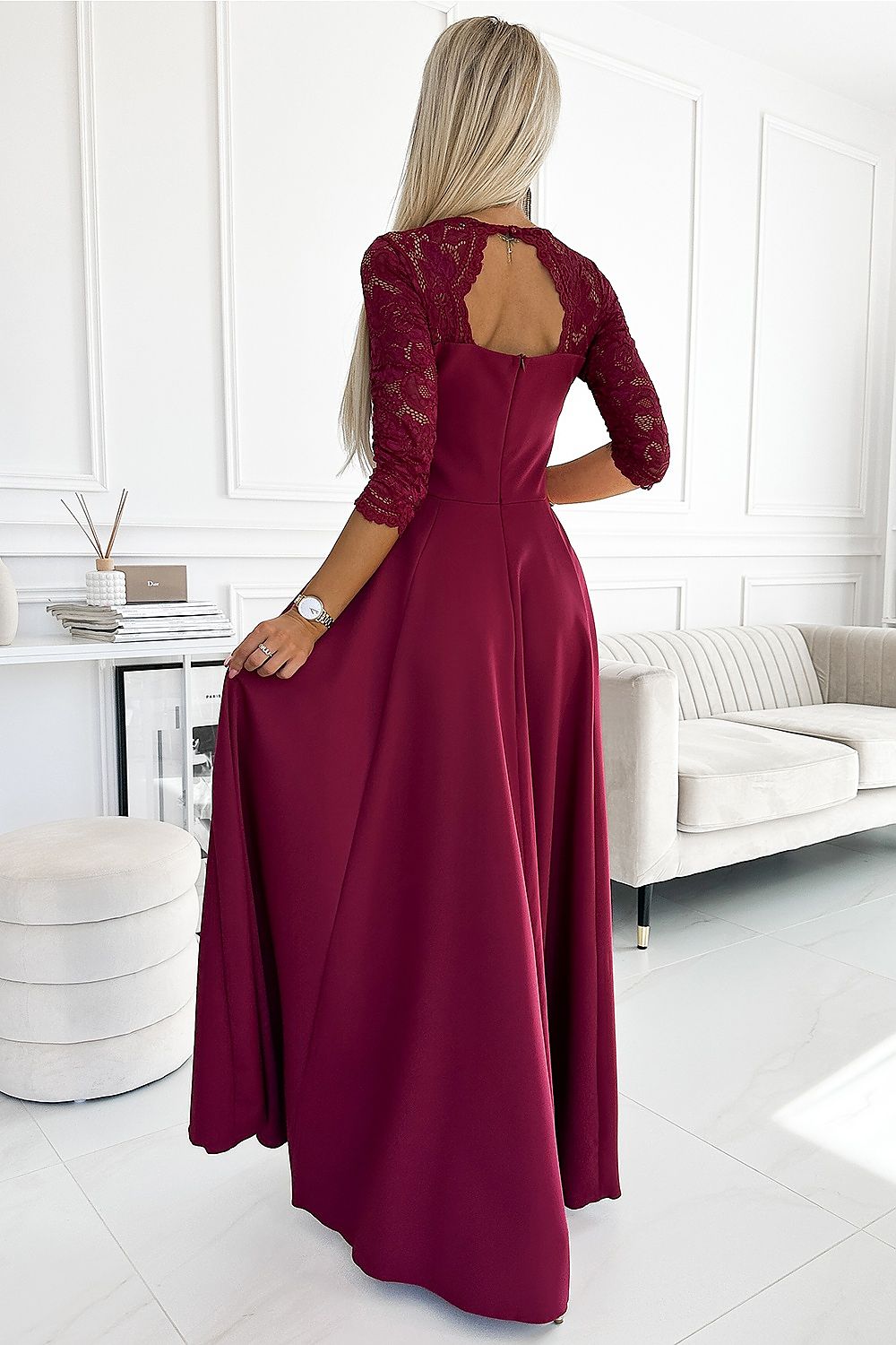 Amber Long Maxi Occasion Lace Top Dress | 10 Colours | Numoco