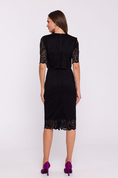 Fitted Pencil Lace Evening Dress | 4 Colours | Stylove