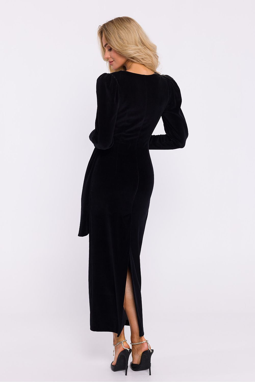 Velour Knit Envelope Evening Pencil Long Dress | Moe