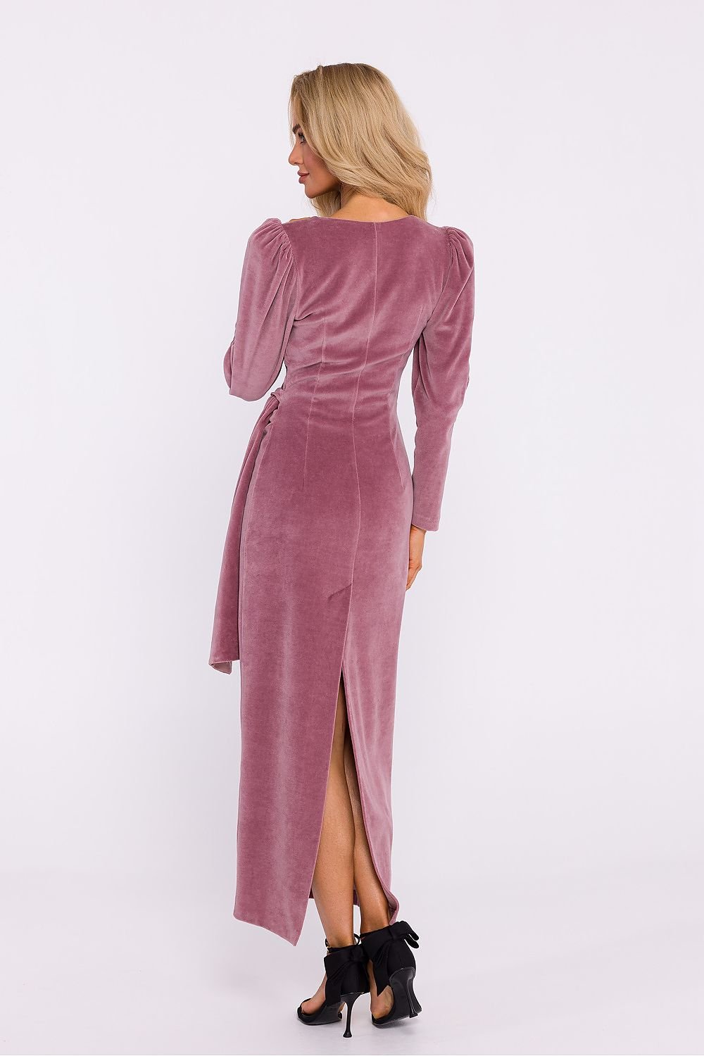 Velour Knit Envelope Evening Pencil Long Dress | Moe