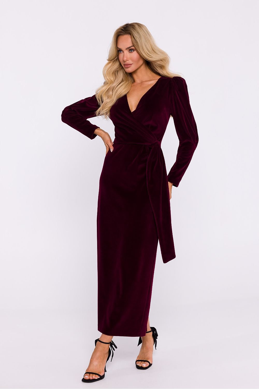 Velour Knit Envelope Evening Pencil Long Dress | Moe