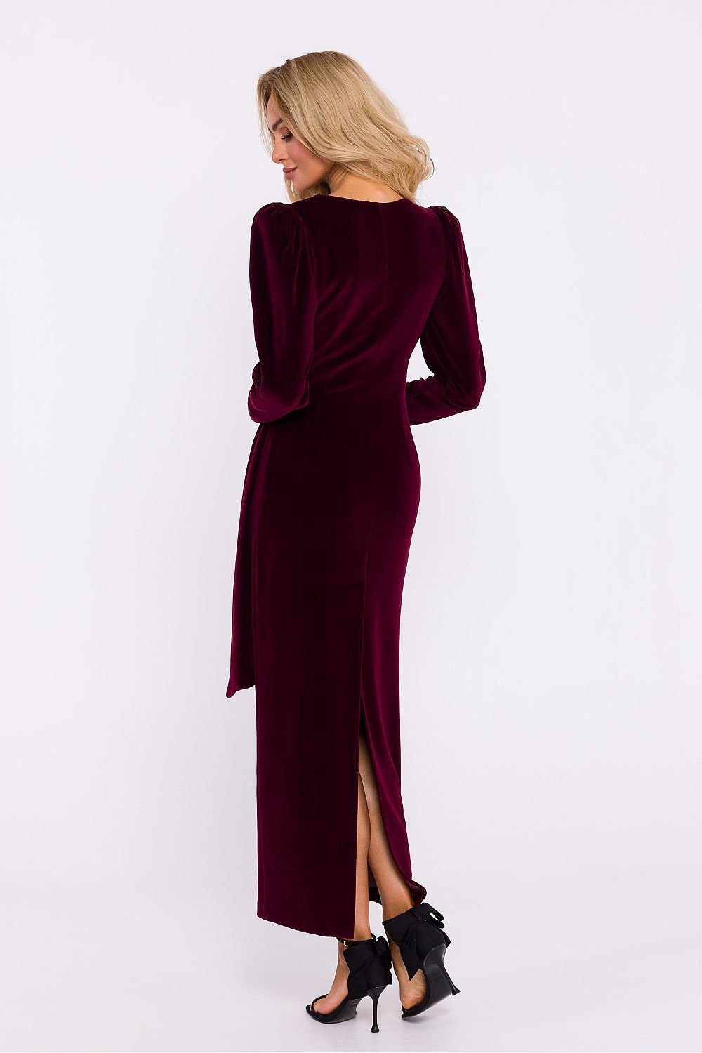 Velour Knit Envelope Evening Pencil Long Dress | Moe