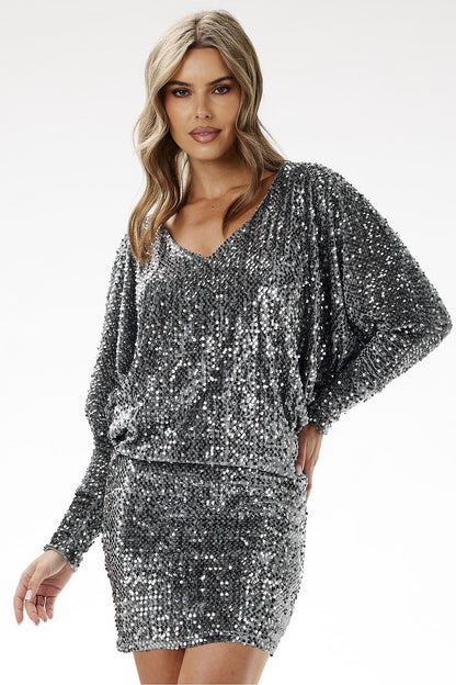 Kimono Sequin Mini Evening dress | 4 Colours | Awama