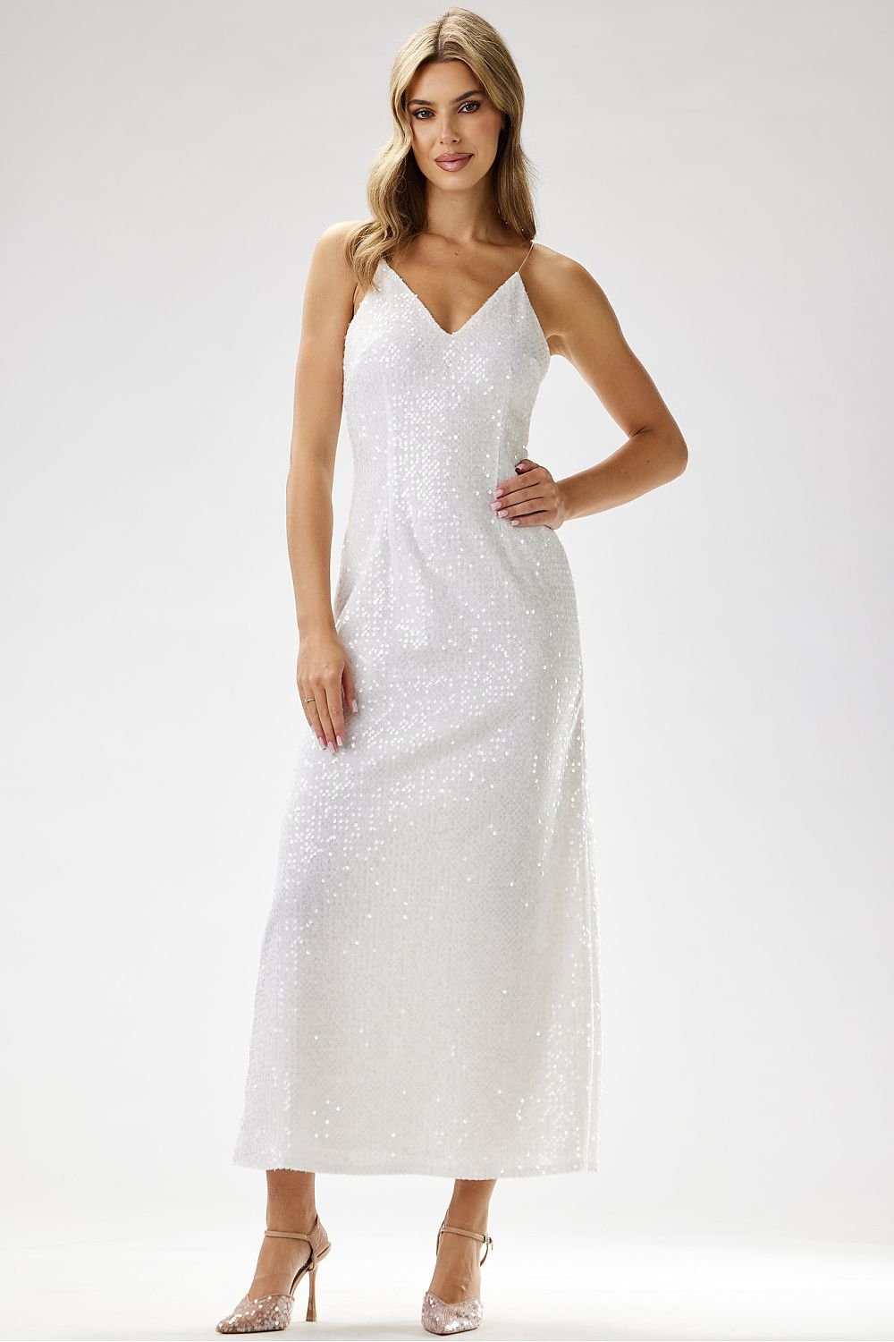 Sequin Strappy Long Maxi Occasion Dress | Awama