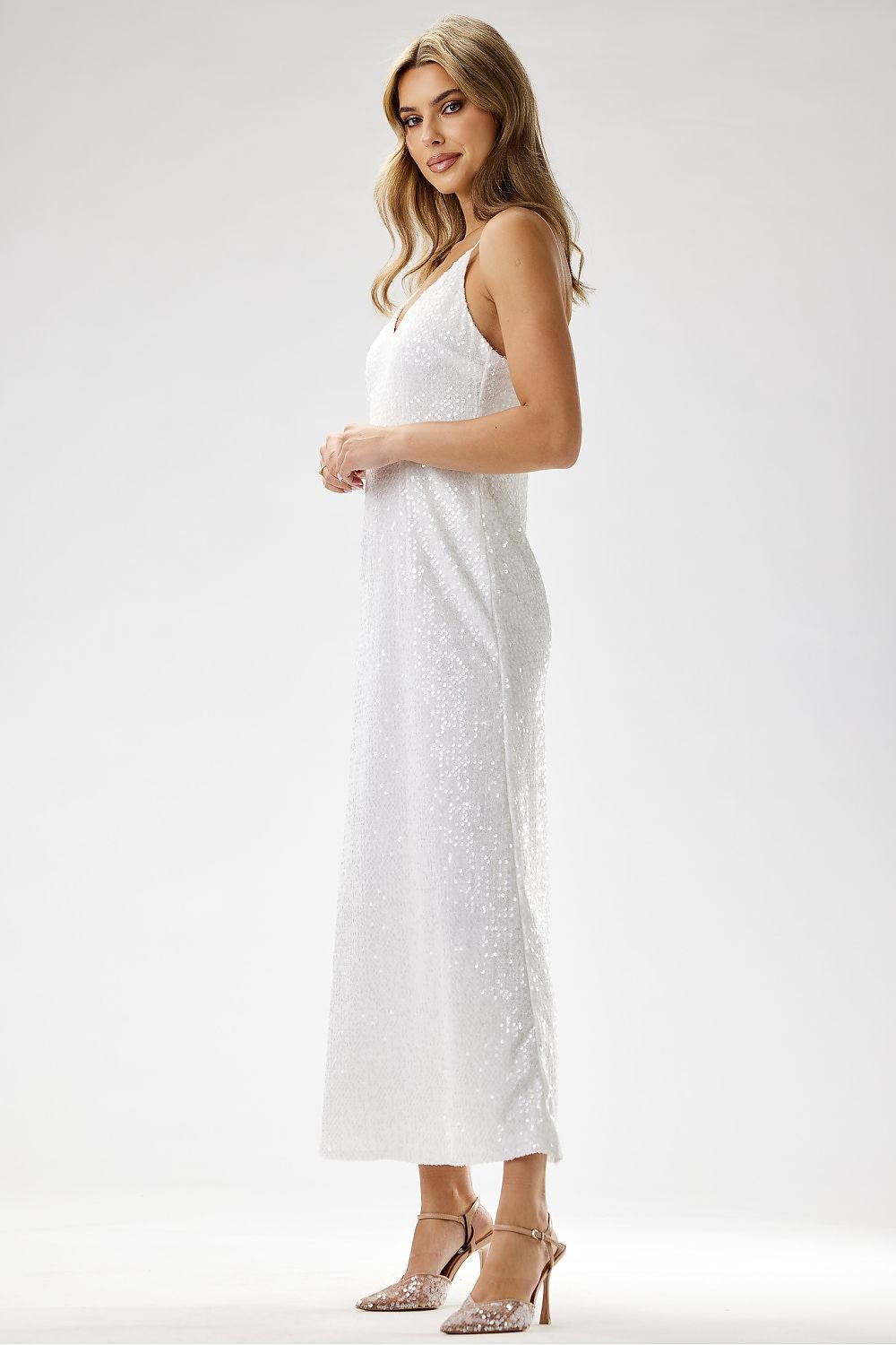 Sequin Strappy Long Maxi Occasion Dress | Awama