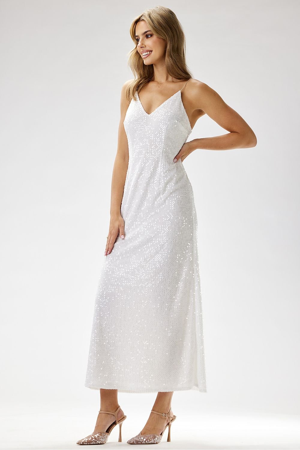 Sequin Strappy Long Maxi Occasion Dress | Awama