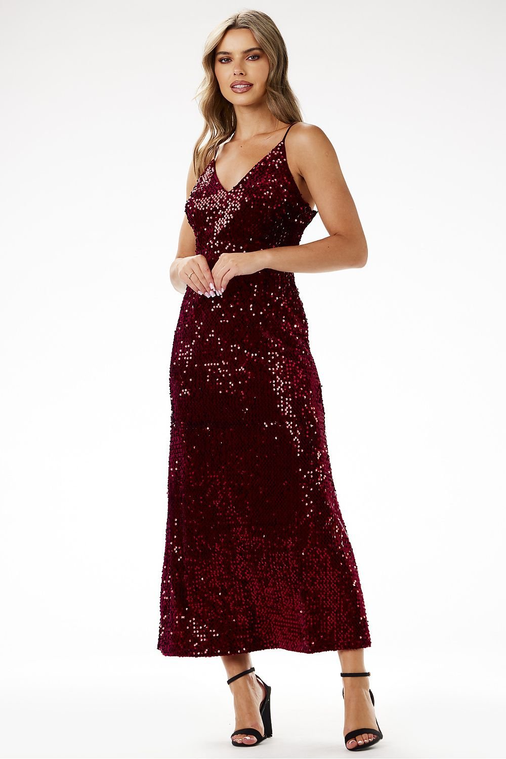 Sequin Strappy Long Maxi Occasion Dress | Awama