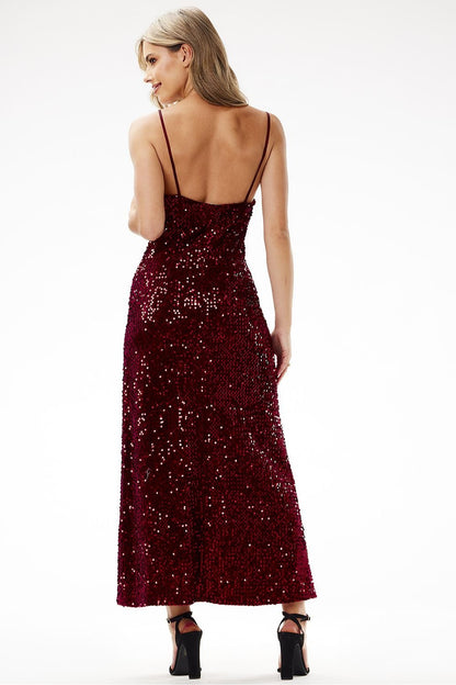 Sequin Strappy Long Maxi Occasion Dress | Awama